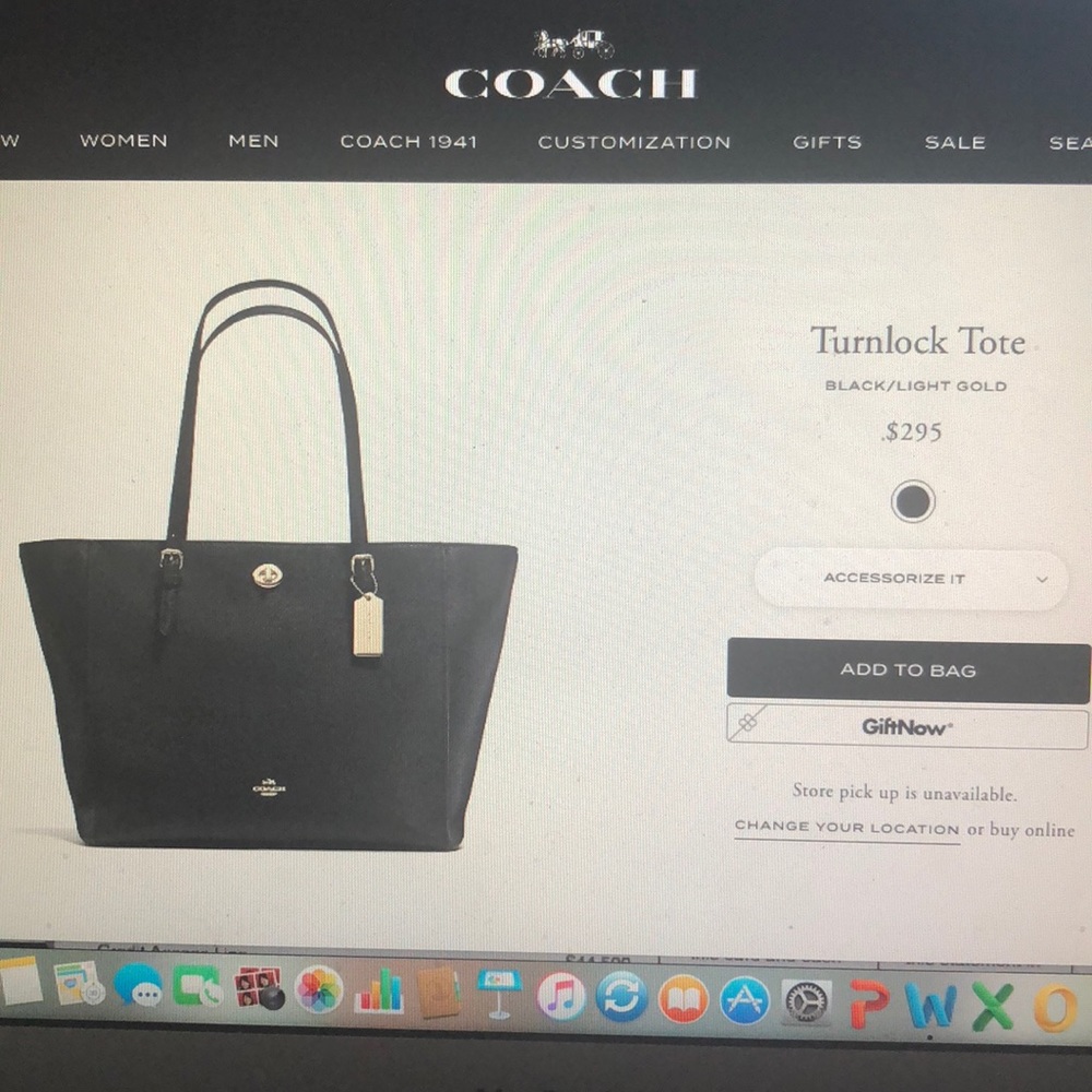 Coach Turnlock Tote